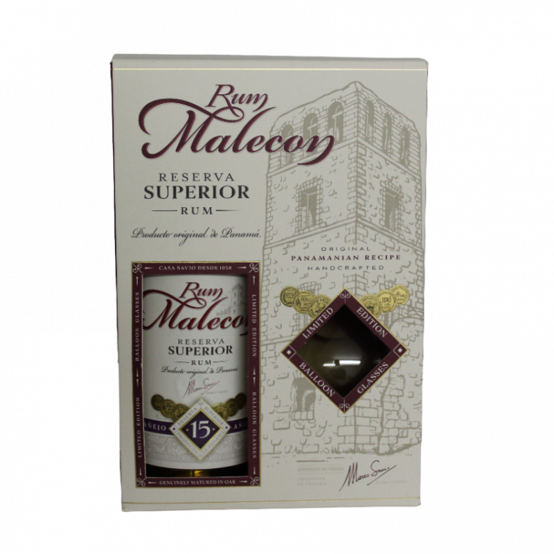 Malecon Reserva Superior Rum 15 Jahre Vol: 40.0% 700ml + 2 Gläser